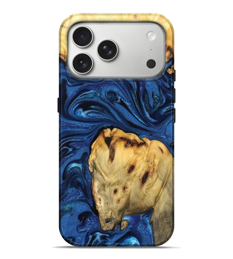 iPhone 17 Pro Max Wood Live Edge Phone Case - Leta (Blue, 822871)