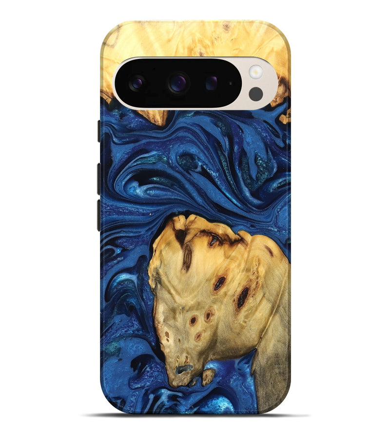 Pixel 9 Pro XL Wood Live Edge Phone Case - Leta (Blue, 822871)