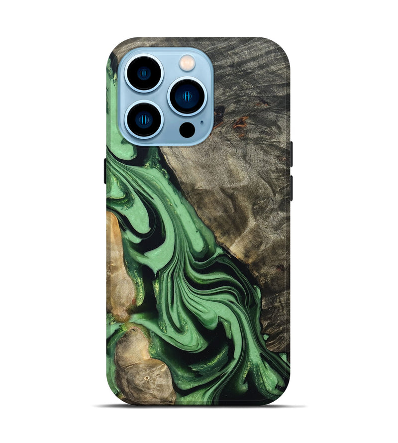 iPhone 14 Pro Wood Live Edge Phone Case - Walton (Green, 822872)