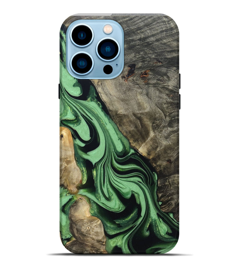 iPhone 14 Pro Max Wood Live Edge Phone Case - Walton (Green, 822872)