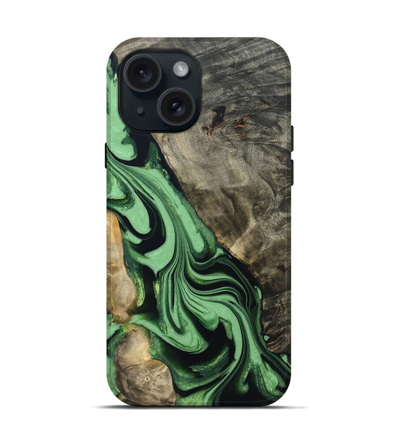 iPhone 15 Wood Live Edge Phone Case - Walton (Green, 822872)