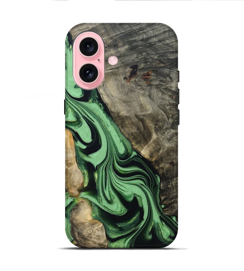 iPhone 16 Wood Live Edge Phone Case - Walton (Green, 822872)