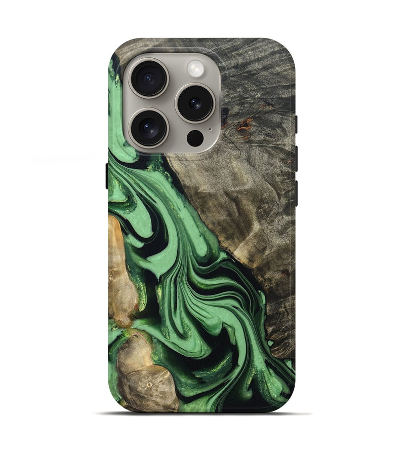 iPhone 16 Pro Wood Live Edge Phone Case - Walton (Green, 822872)