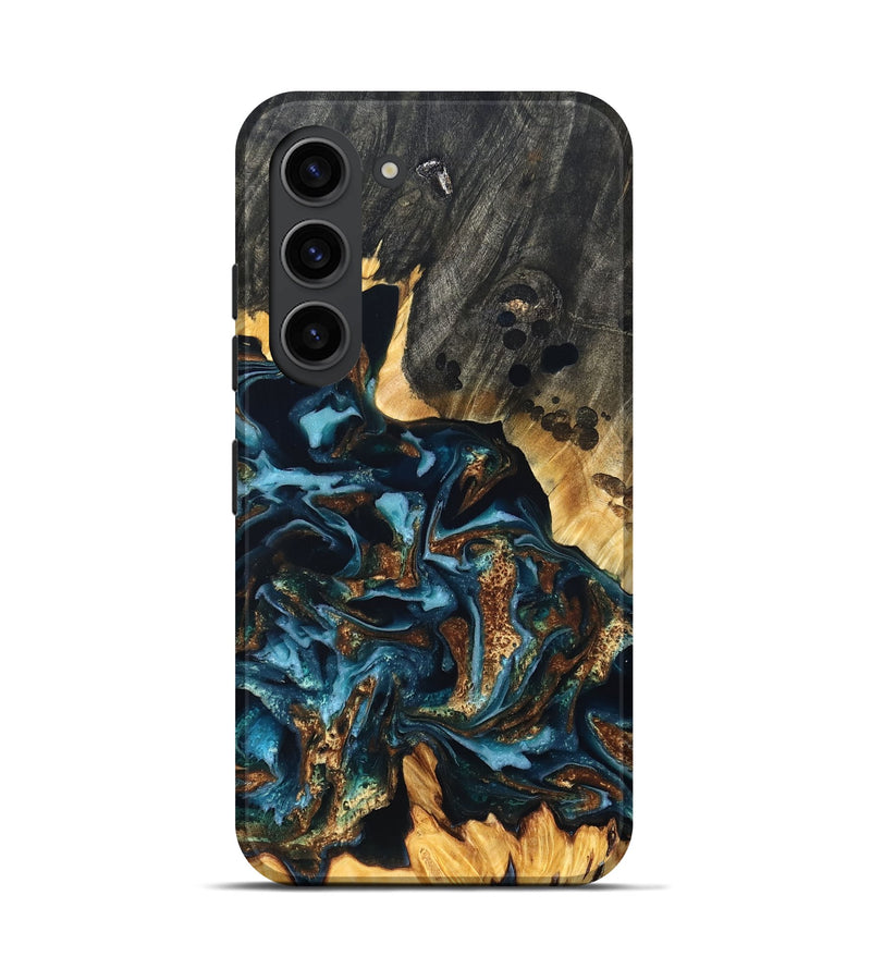 Galaxy S23 Wood Live Edge Phone Case - Jessi (Teal & Gold, 822876)