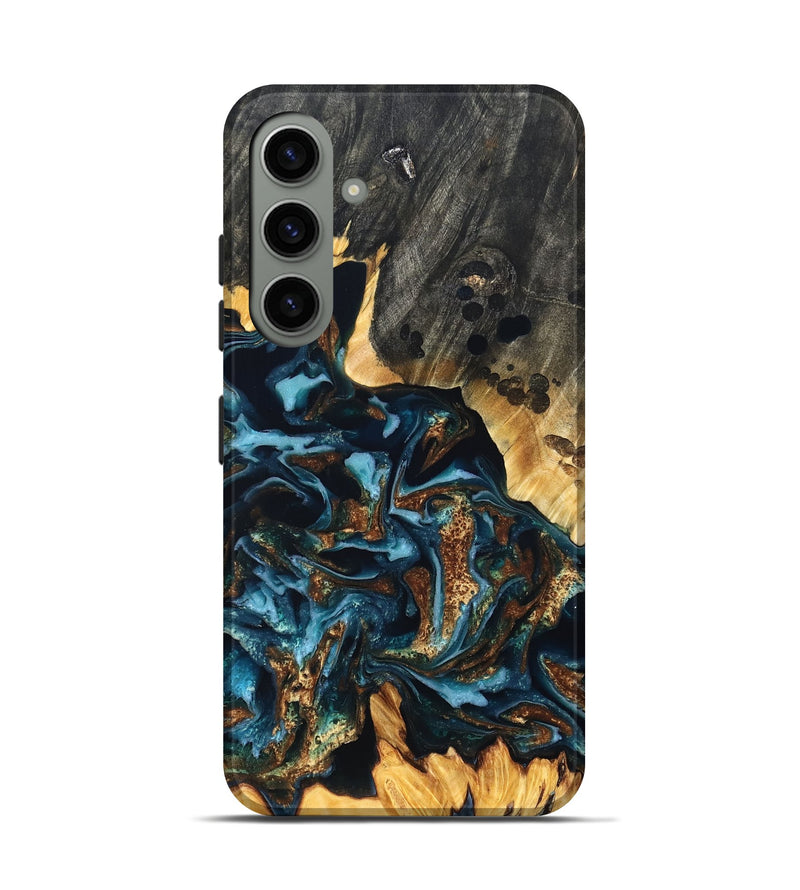 Galaxy S24 Wood Live Edge Phone Case - Jessi (Teal & Gold, 822876)