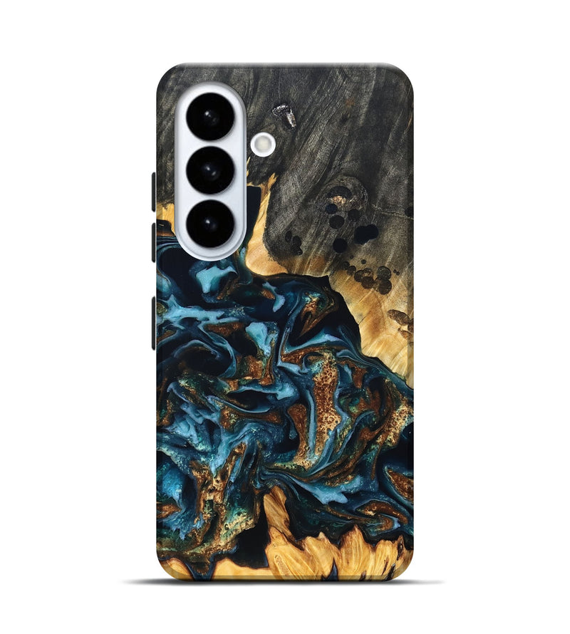 Galaxy S26 Wood Live Edge Phone Case - Jessi (Teal & Gold, 822876)