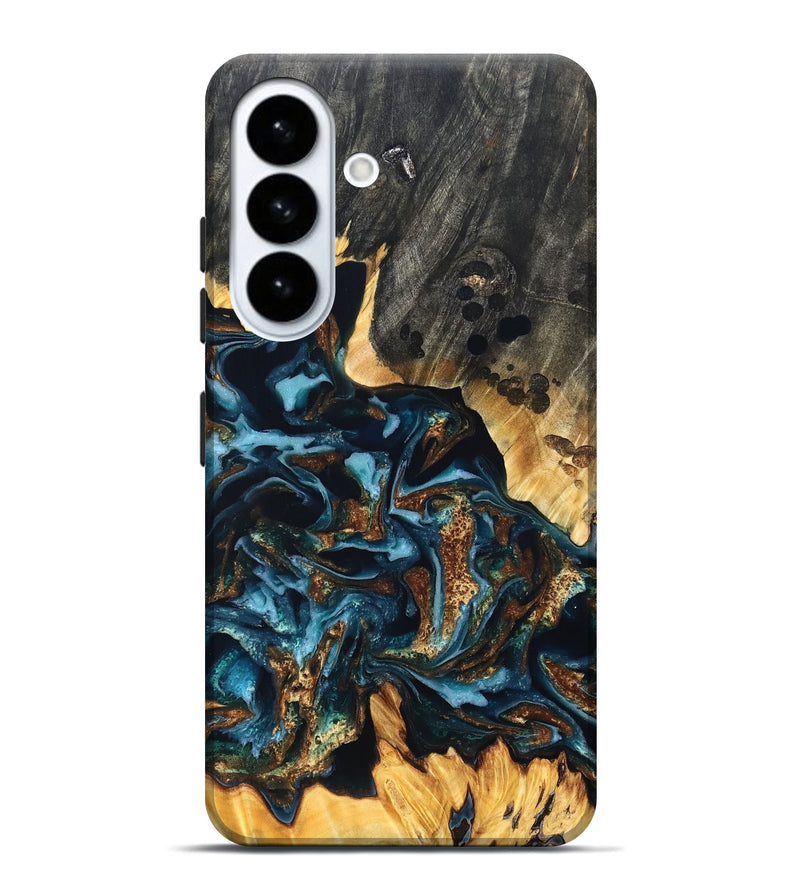 Galaxy S26 Plus Wood Live Edge Phone Case - Jessi (Teal & Gold, 822876)