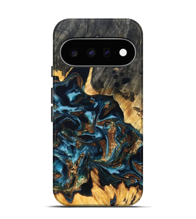 Pixel 11 Wood Live Edge Phone Case - Jessi (Teal & Gold, 822876)