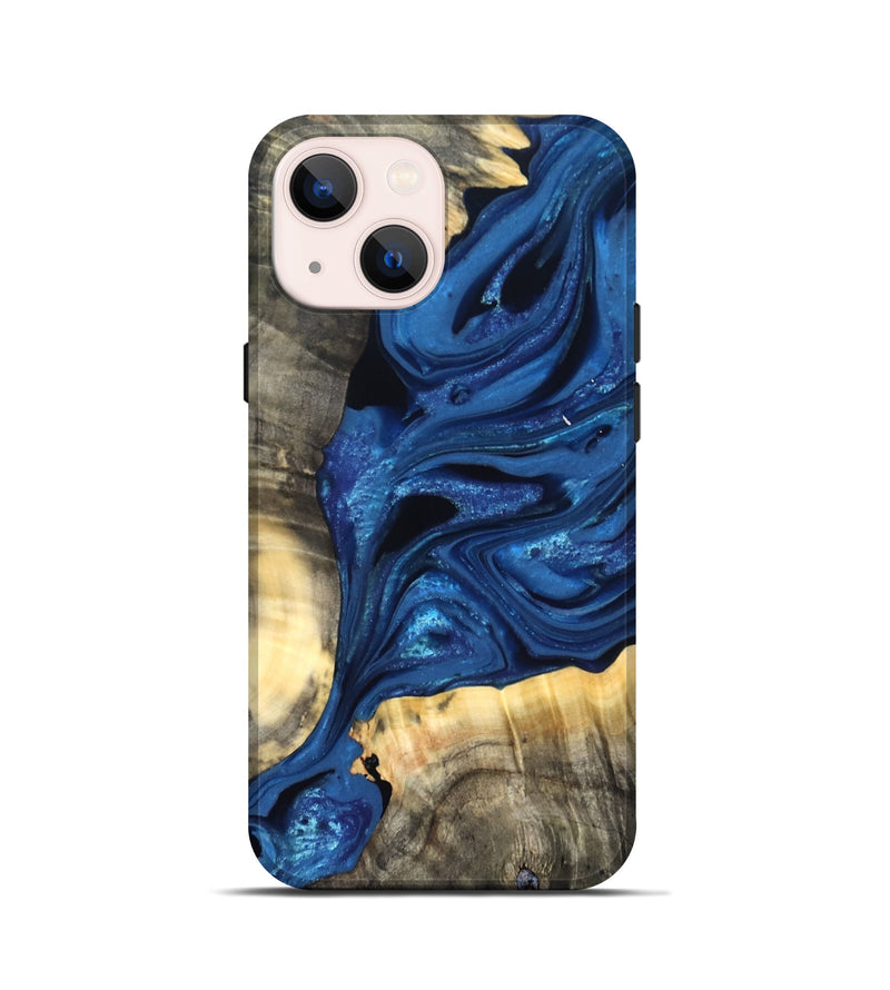 iPhone 13 mini Wood Live Edge Phone Case - Jaylon (Blue, 822877)