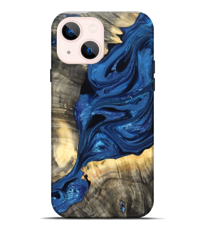 iPhone 14 Plus Wood Live Edge Phone Case - Jaylon (Blue, 822877)