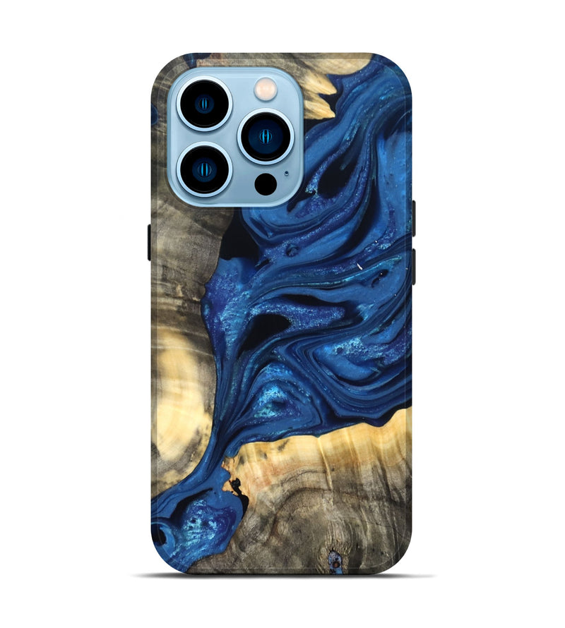 iPhone 14 Pro Wood Live Edge Phone Case - Jaylon (Blue, 822877)