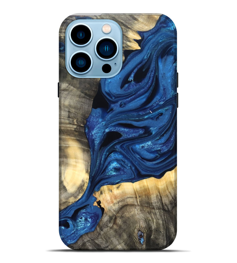 iPhone 14 Pro Max Wood Live Edge Phone Case - Jaylon (Blue, 822877)