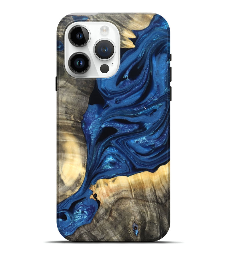 iPhone 15 Pro Max Wood Live Edge Phone Case - Jaylon (Blue, 822877)