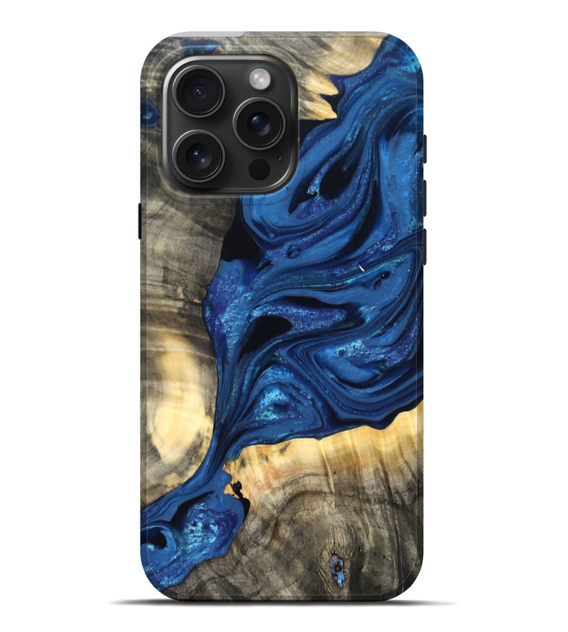 iPhone 16 Pro Max Wood Live Edge Phone Case - Jaylon (Blue, 822877)