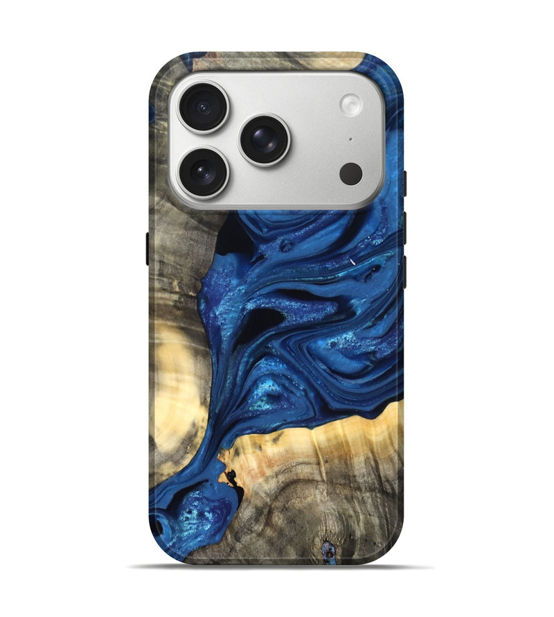 iPhone 17 Pro Wood Live Edge Phone Case - Jaylon (Blue, 822877)