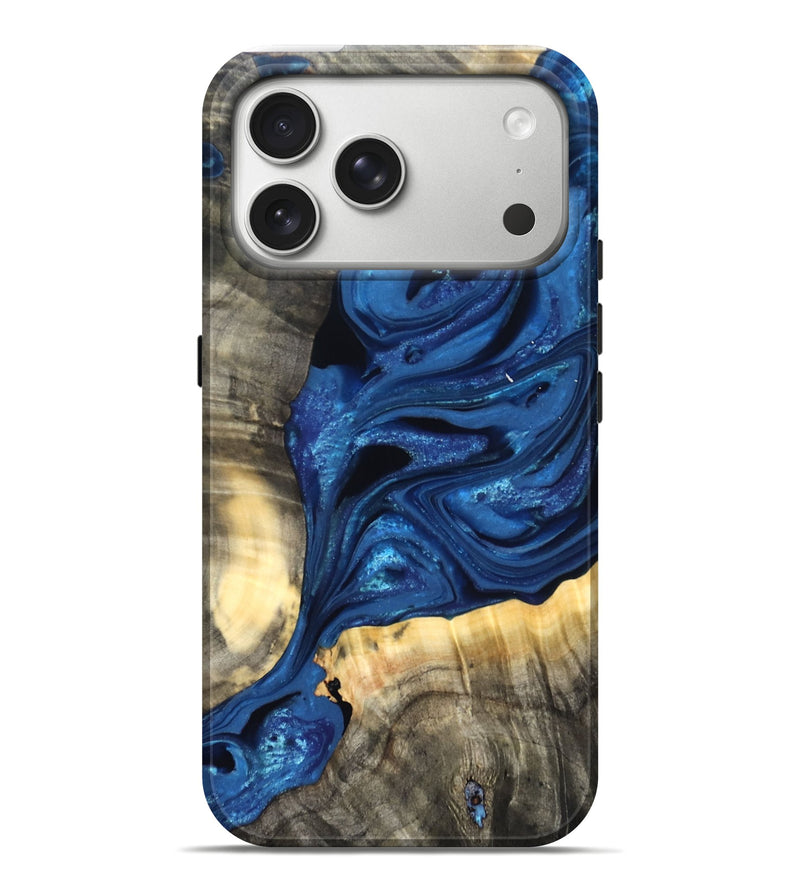 iPhone 17 Pro Max Wood Live Edge Phone Case - Jaylon (Blue, 822877)