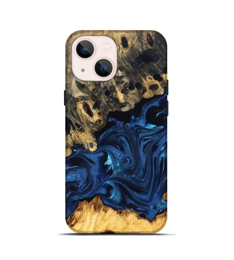 iPhone 13 mini Wood Live Edge Phone Case - Toccara (Blue, 822878)