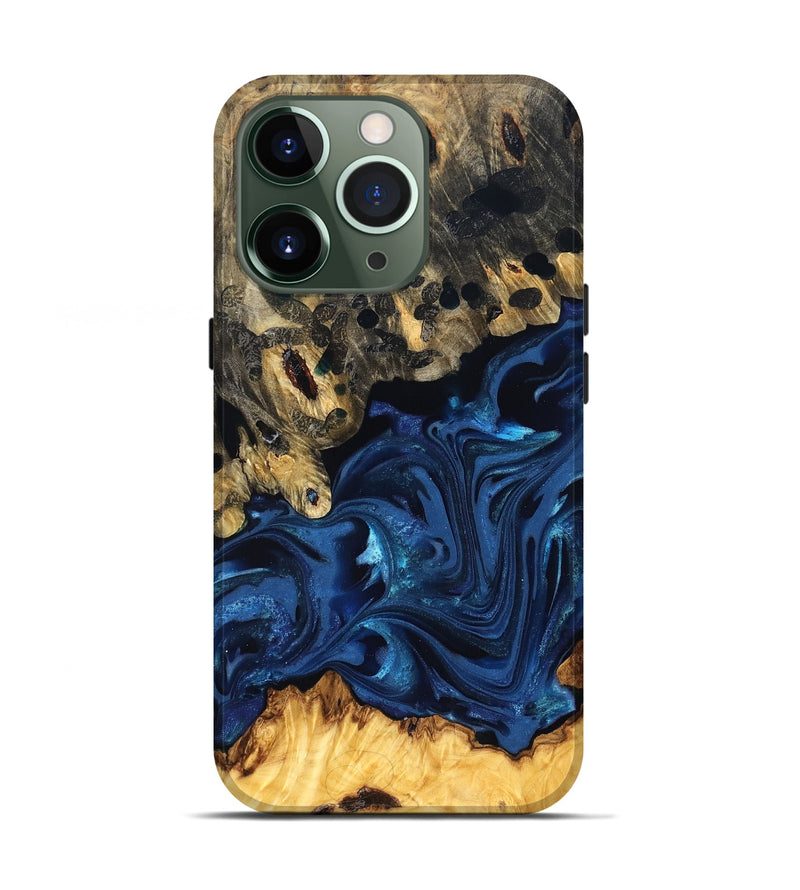 iPhone 13 Pro Wood Live Edge Phone Case - Toccara (Blue, 822878)
