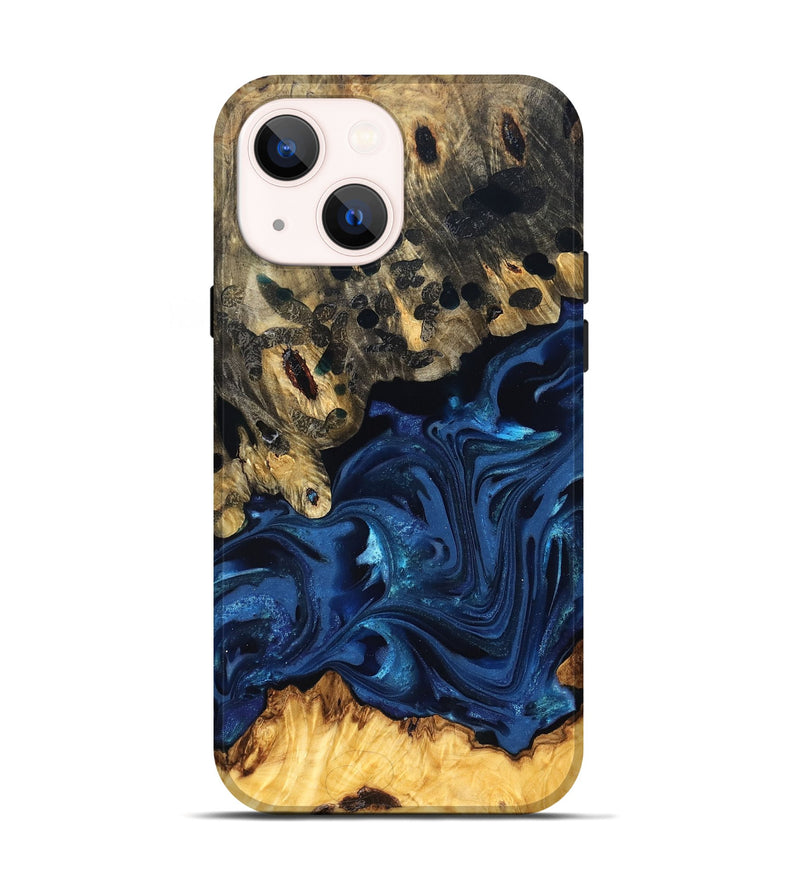 iPhone 14 Wood Live Edge Phone Case - Toccara (Blue, 822878)