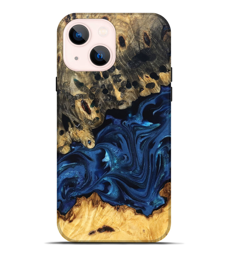 iPhone 14 Plus Wood Live Edge Phone Case - Toccara (Blue, 822878)