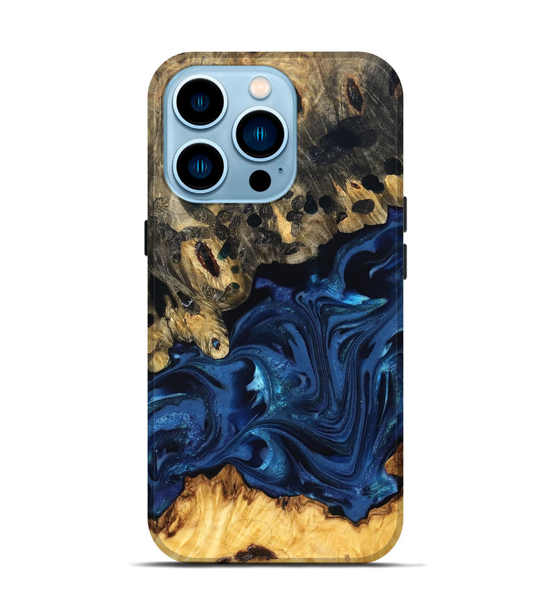 iPhone 14 Pro Wood Live Edge Phone Case - Toccara (Blue, 822878)