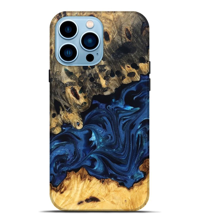 iPhone 14 Pro Max Wood Live Edge Phone Case - Toccara (Blue, 822878)