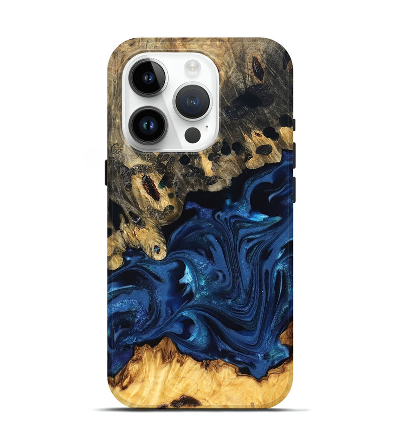 iPhone 15 Pro Wood Live Edge Phone Case - Toccara (Blue, 822878)