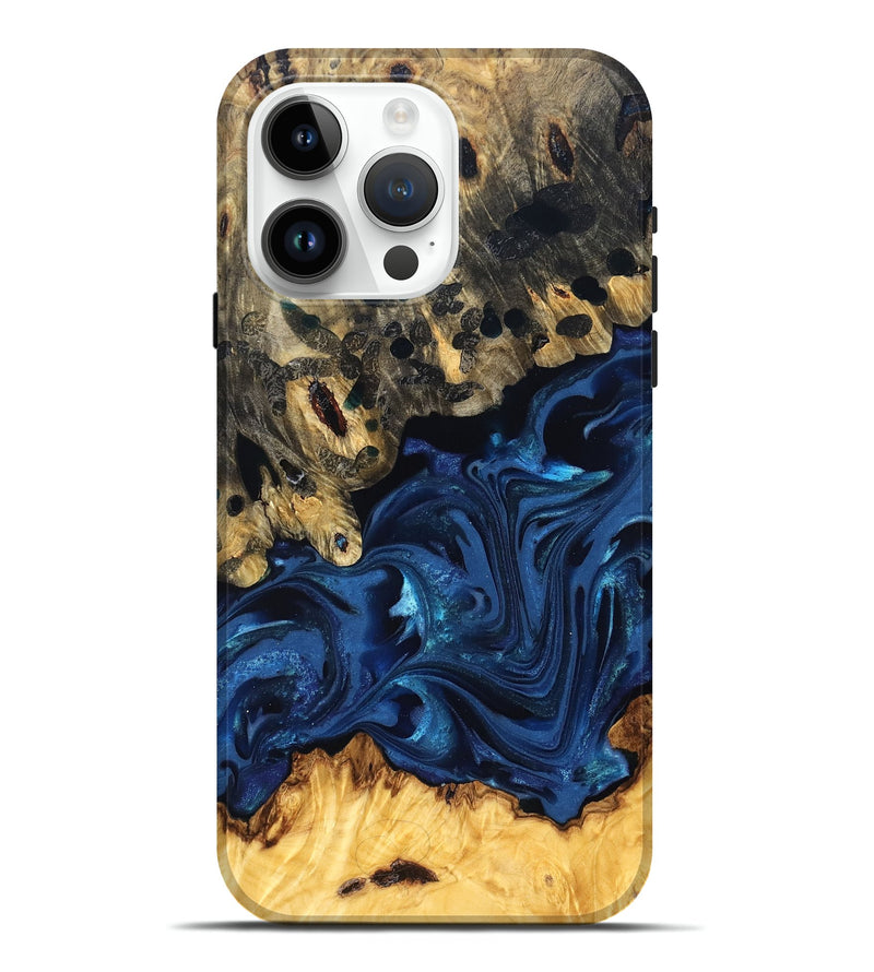 iPhone 15 Pro Max Wood Live Edge Phone Case - Toccara (Blue, 822878)