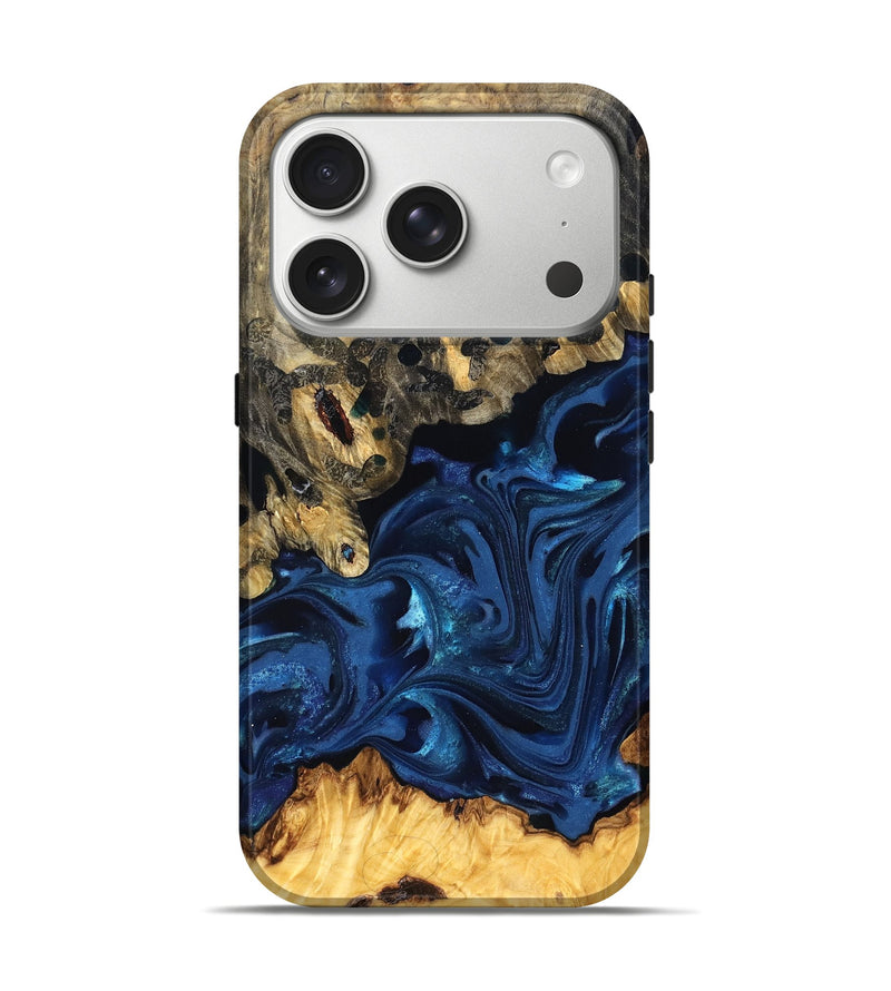 iPhone 17 Pro Wood Live Edge Phone Case - Toccara (Blue, 822878)