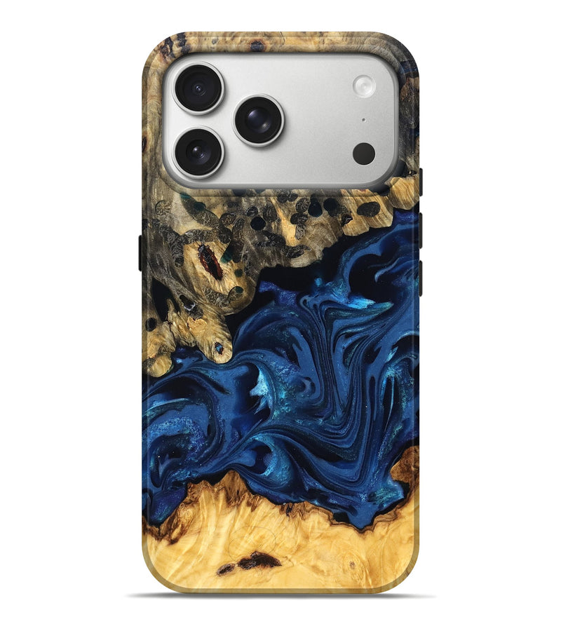 iPhone 17 Pro Max Wood Live Edge Phone Case - Toccara (Blue, 822878)