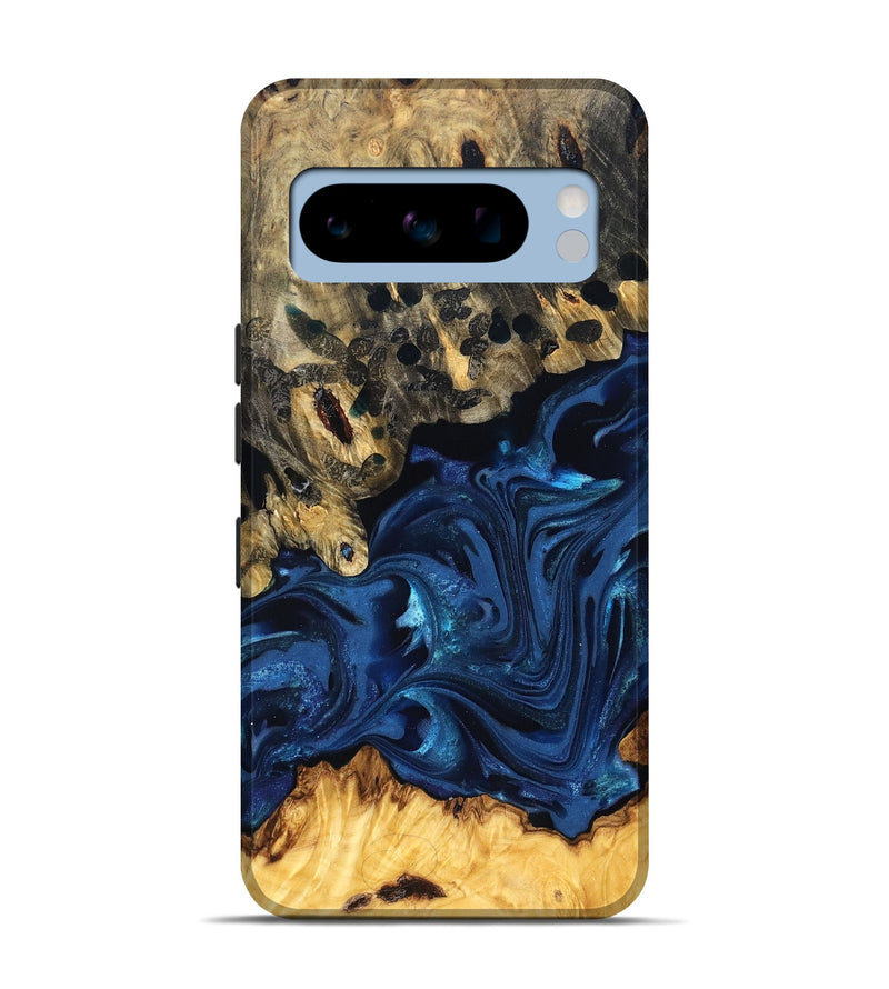 Pixel 8 Pro Wood Live Edge Phone Case - Toccara (Blue, 822878)