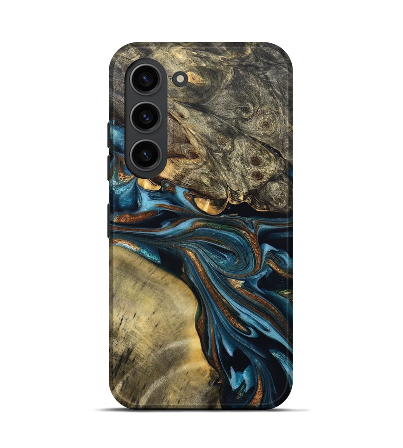 Galaxy S23 Wood Live Edge Phone Case - Julissa (Teal & Gold, 822880)