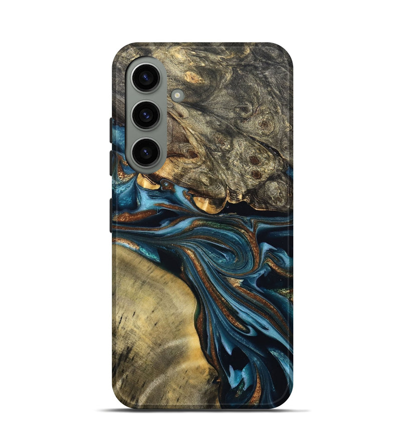 Galaxy S24 Wood Live Edge Phone Case - Julissa (Teal & Gold, 822880)