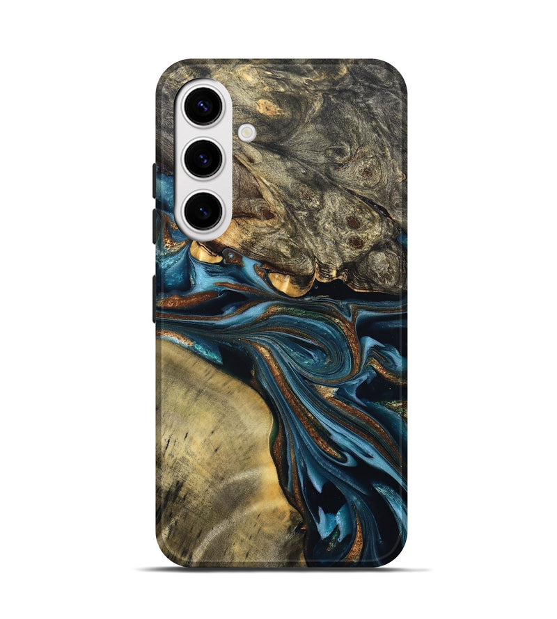 Galaxy S25 Wood Live Edge Phone Case - Julissa (Teal & Gold, 822880)