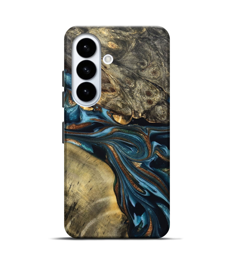 Galaxy S26 Wood Live Edge Phone Case - Julissa (Teal & Gold, 822880)
