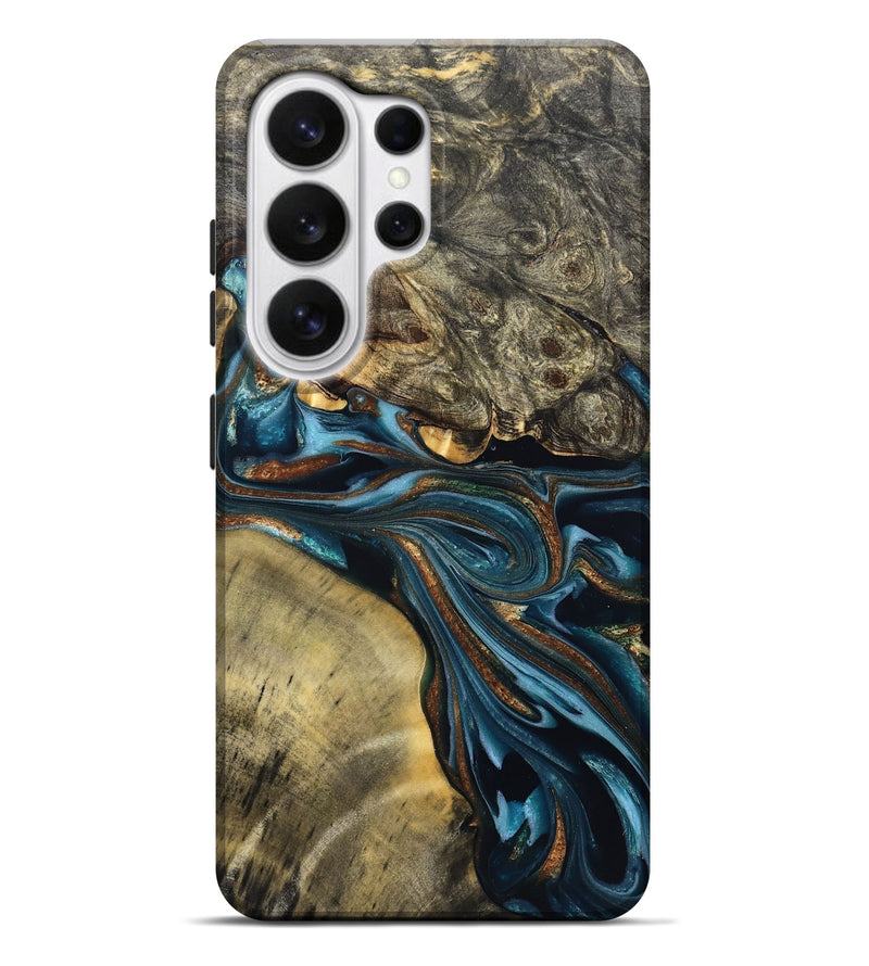 Galaxy S26 Ultra Wood Live Edge Phone Case - Julissa (Teal & Gold, 822880)