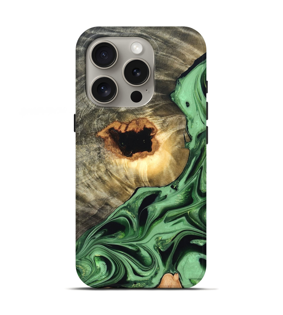 iPhone 16 Pro Wood Live Edge Phone Case - Stacey (Green, 822881)
