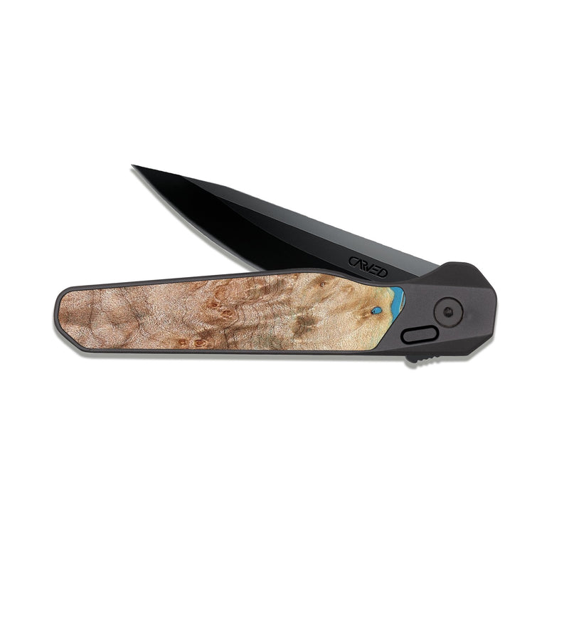 EDC Dark Slate Wood Pocket Knife - Brianna (Teal & Gold, 822888)