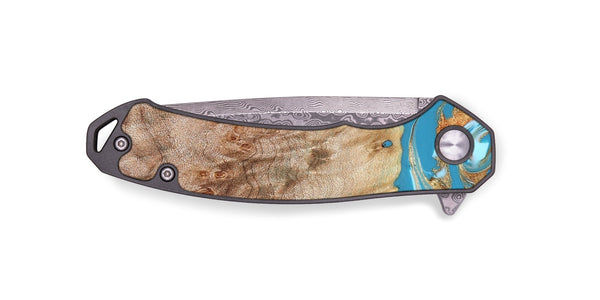 EDC Wood Pocket Knife - Brianna (Teal & Gold, 822888)