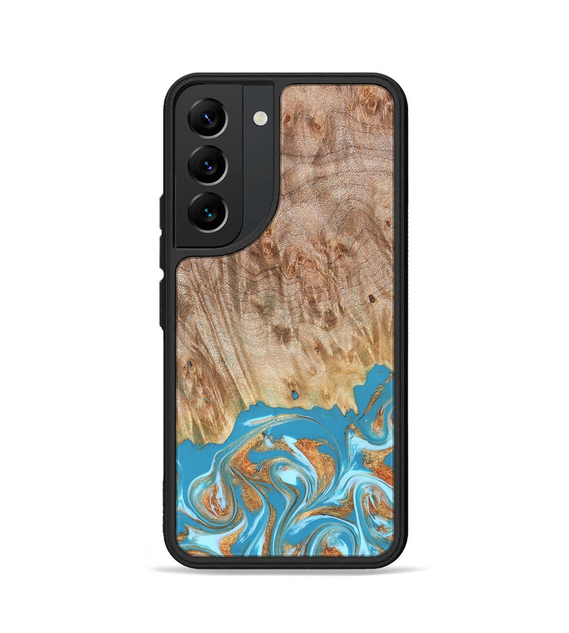 Galaxy S22 Wood Phone Case - Brianna (Teal & Gold, 822888)