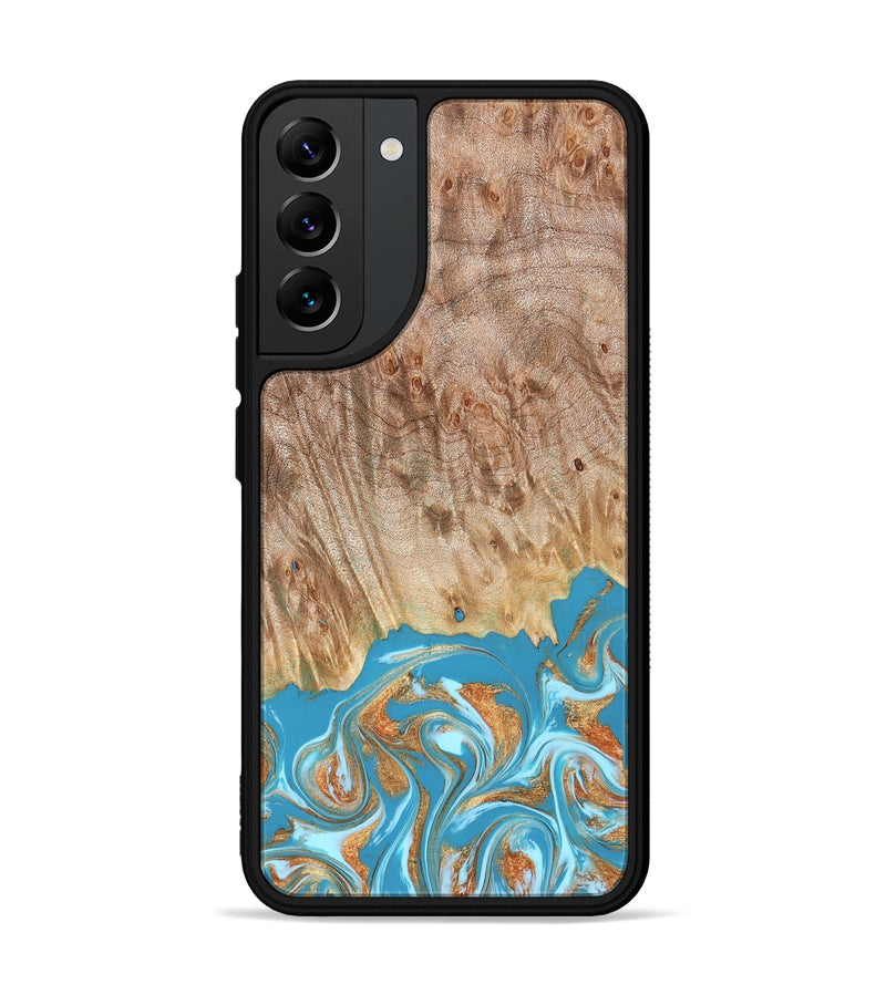 Galaxy S22 Plus Wood Phone Case - Brianna (Teal & Gold, 822888)