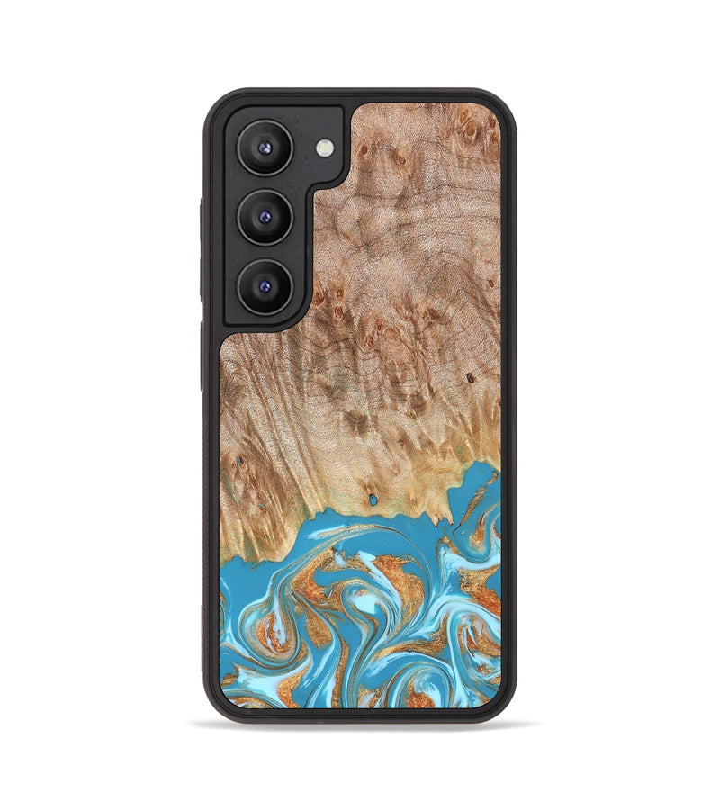 Galaxy S23 Wood Phone Case - Brianna (Teal & Gold, 822888)