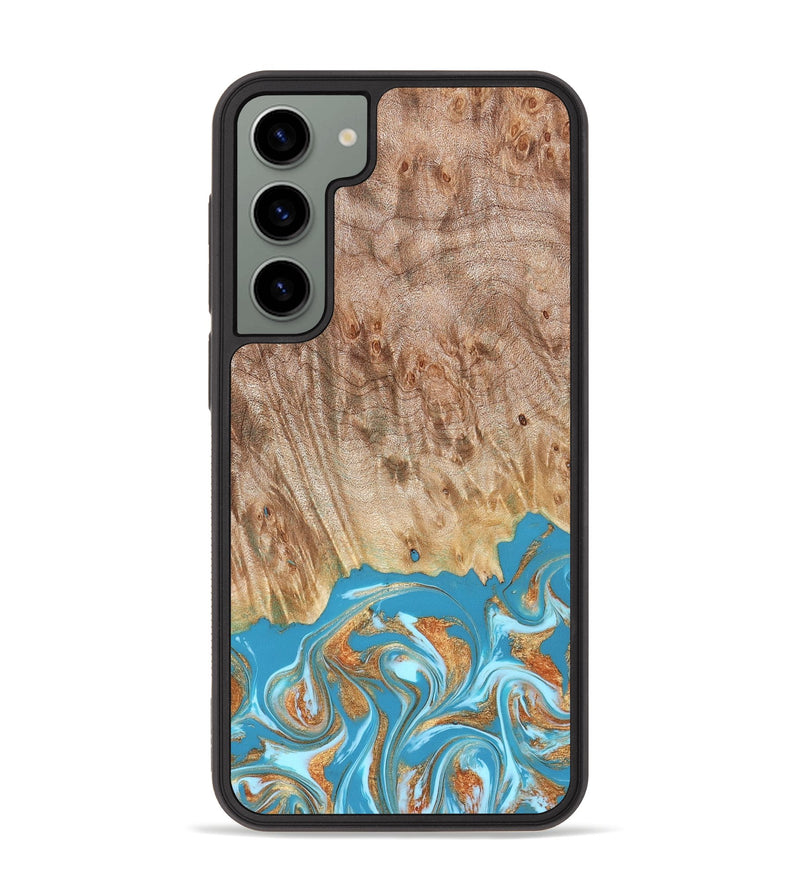 Galaxy S23 Plus Wood Phone Case - Brianna (Teal & Gold, 822888)