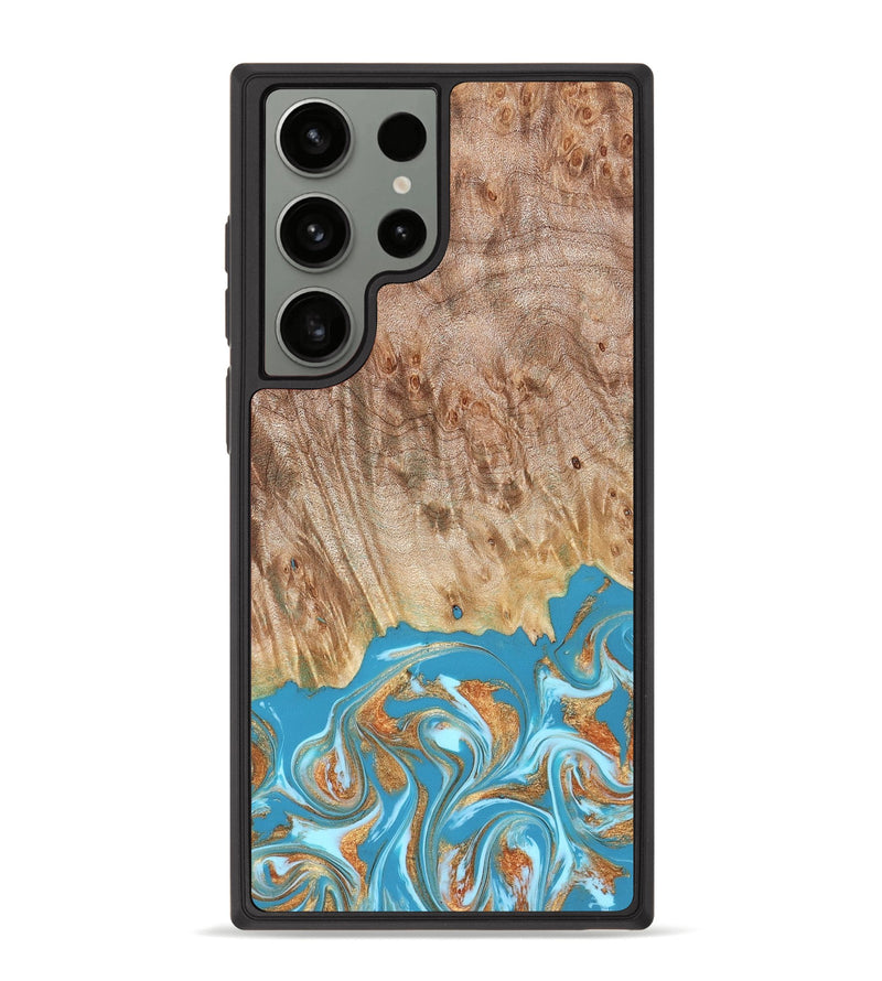 Galaxy S23 Ultra Wood Phone Case - Brianna (Teal & Gold, 822888)