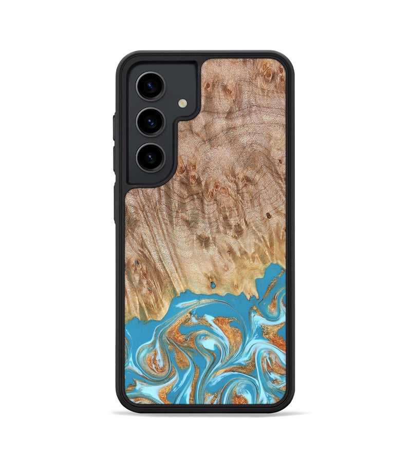 Galaxy S24 Wood Phone Case - Brianna (Teal & Gold, 822888)