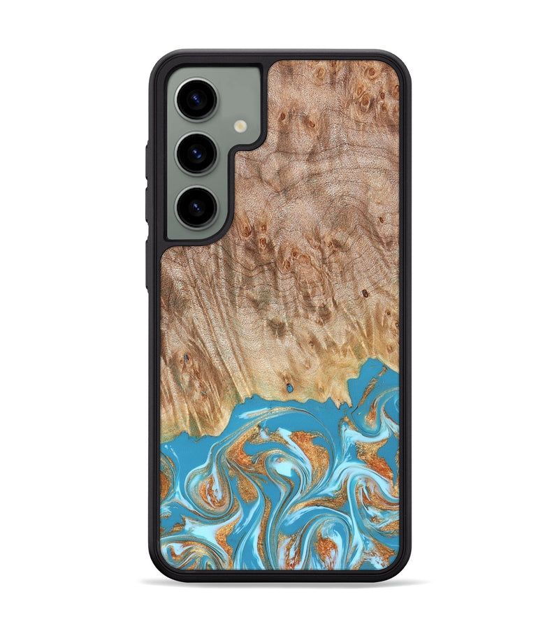 Galaxy S24 Plus Wood Phone Case - Brianna (Teal & Gold, 822888)