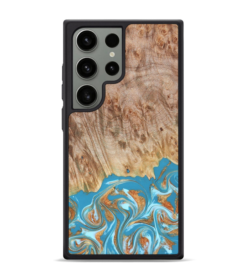 Galaxy S24 Ultra Wood Phone Case - Brianna (Teal & Gold, 822888)