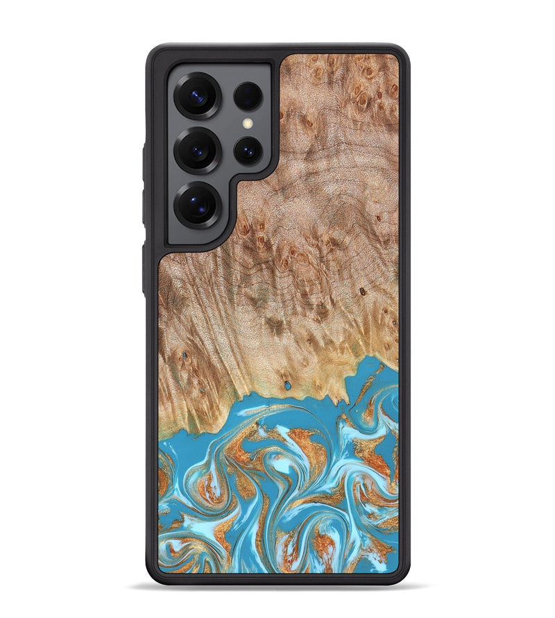 Galaxy S25 Ultra Wood Phone Case - Brianna (Teal & Gold, 822888)