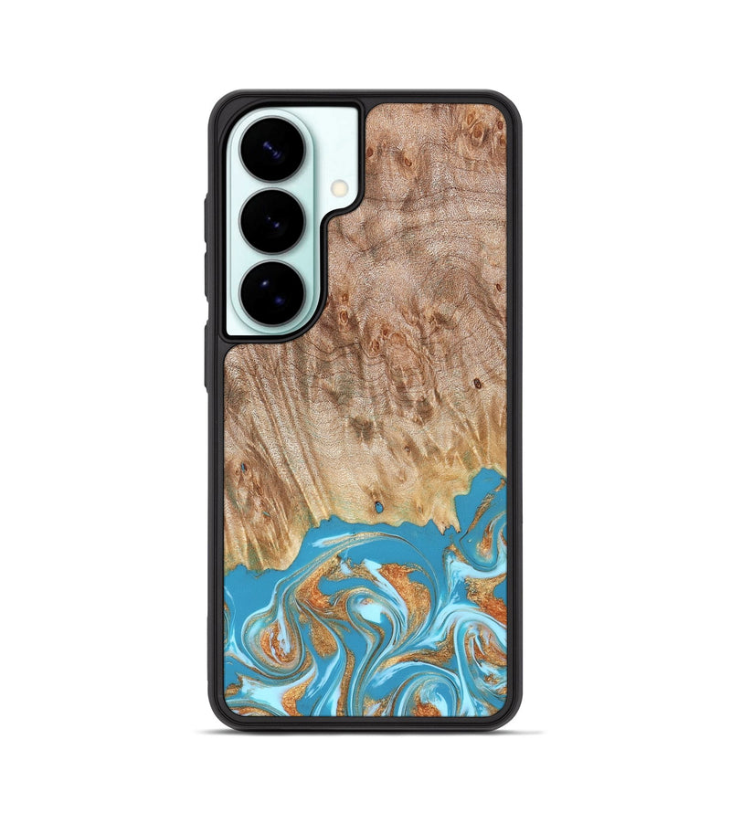 Galaxy S26 Wood Phone Case - Brianna (Teal & Gold, 822888)