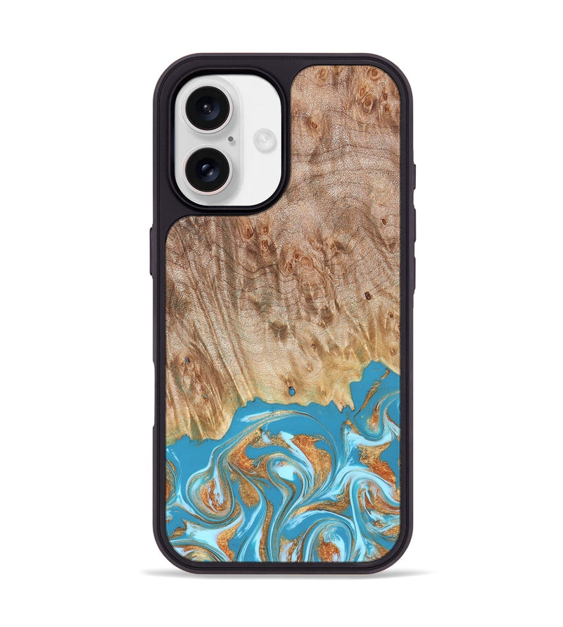 iPhone 17 Wood Phone Case - Brianna (Teal & Gold, 822888)